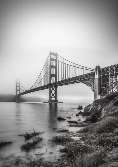 Black and white poster of a bridge