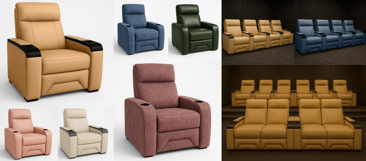 3d conifgurators for home theatre and recliner seats