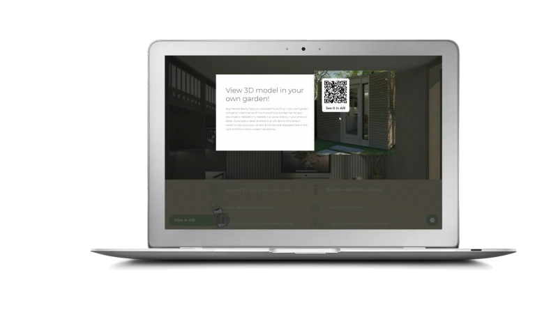 The product page on a laptop, offering a QR code to view the 3D model in your own garden