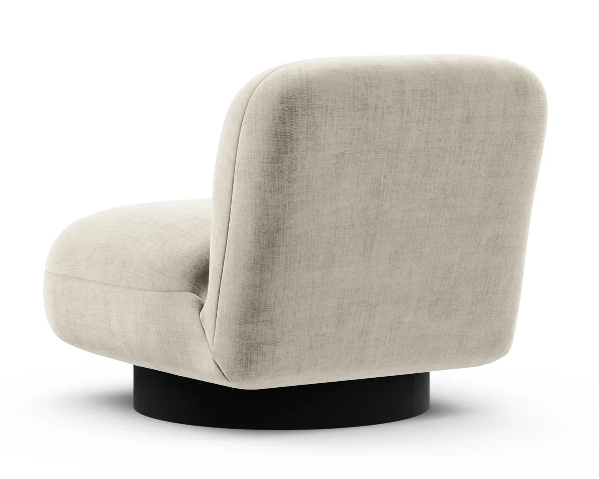 Graf armchair in Fargotex Golden 03, an ivory chenille velvet, seen from behind