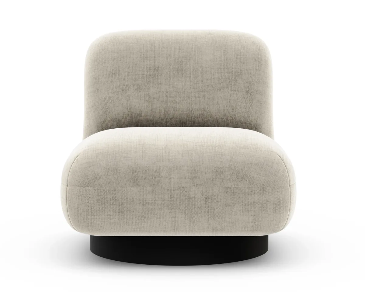 Graf armchair in Fargotex Golden 03, an ivory chenille velvet, front view