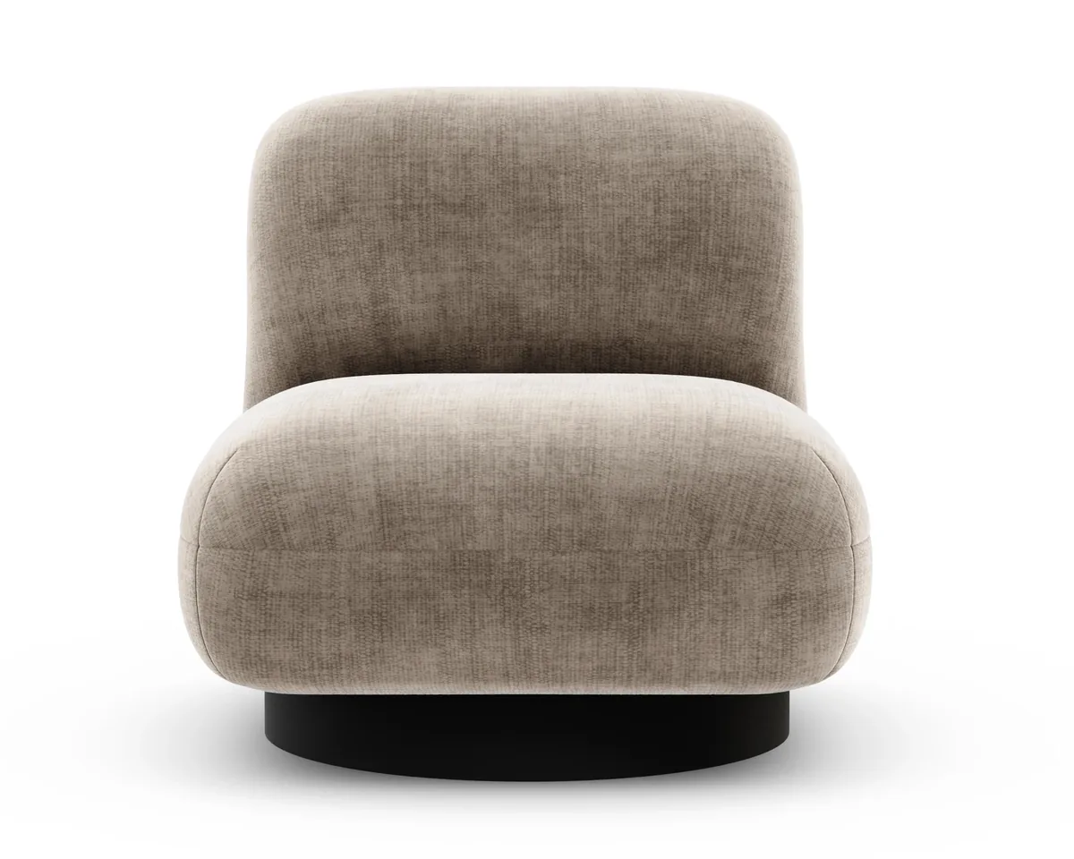 Graf armchair in Fargotex Golden 21, a warm greige chenille velvet, front view