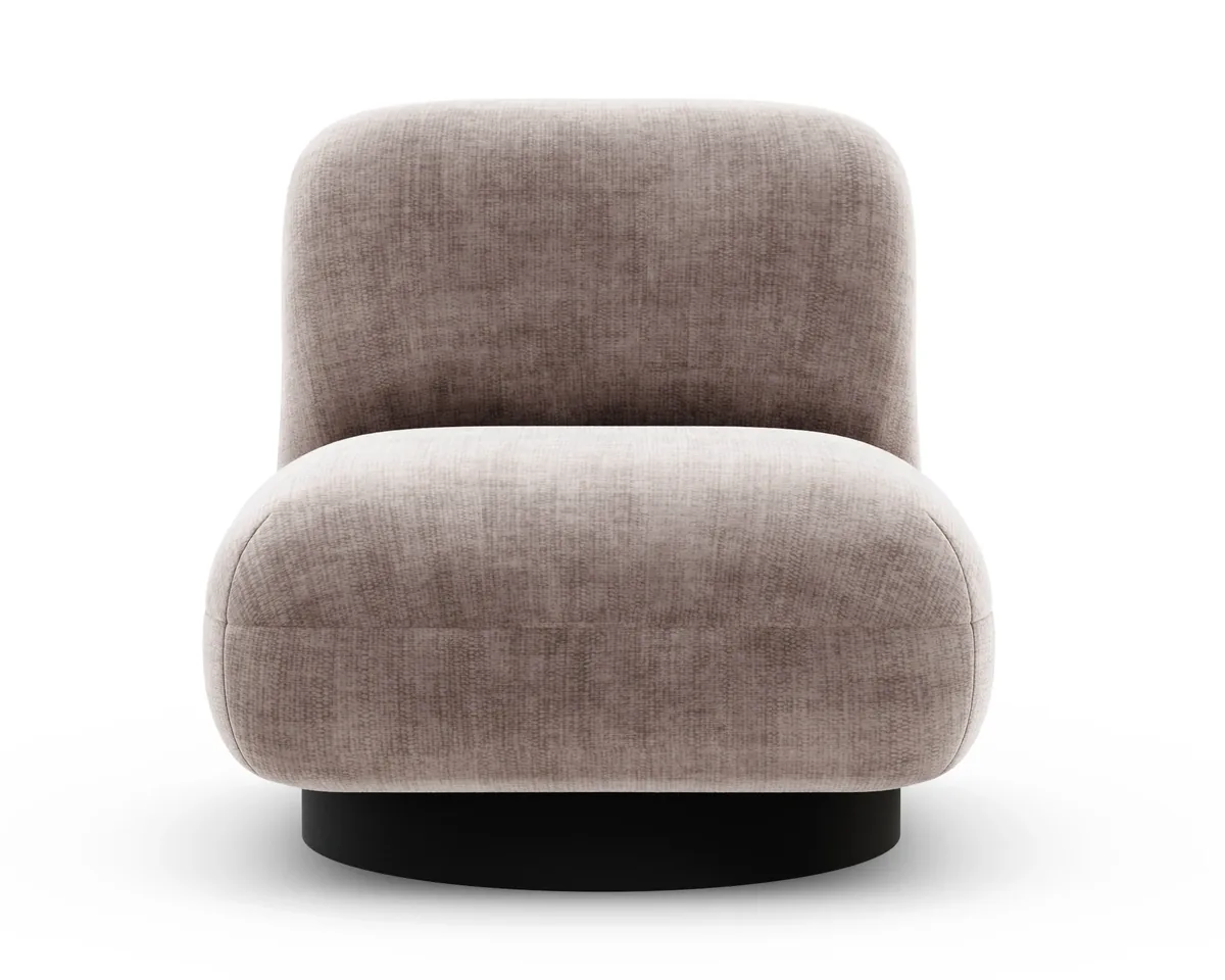 Graf armchair in Fargotex Golden 25, a dusty mauve chenille velvet, front view