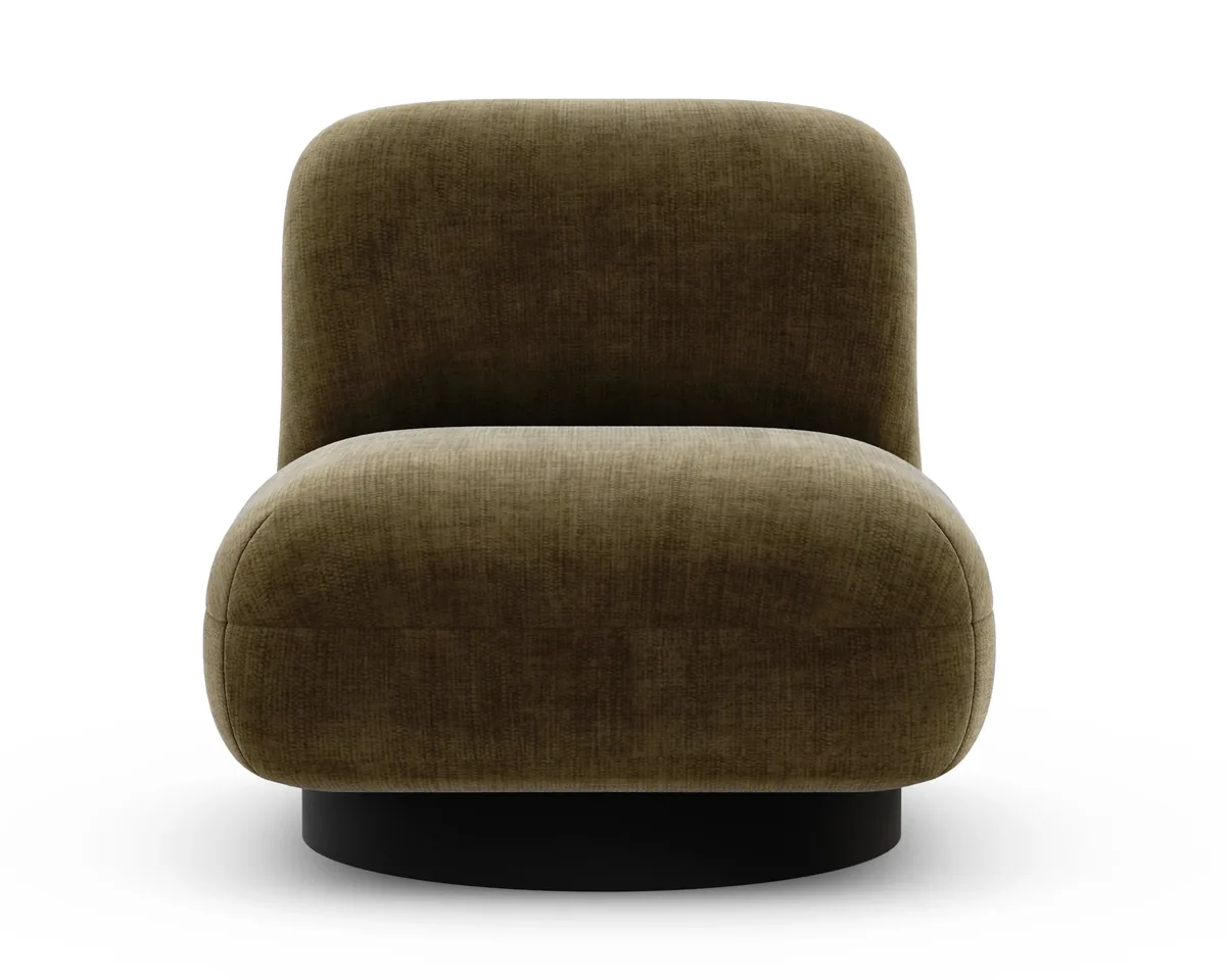 Graf armchair in Fargotex Golden 34, an olive chenille velvet, front view