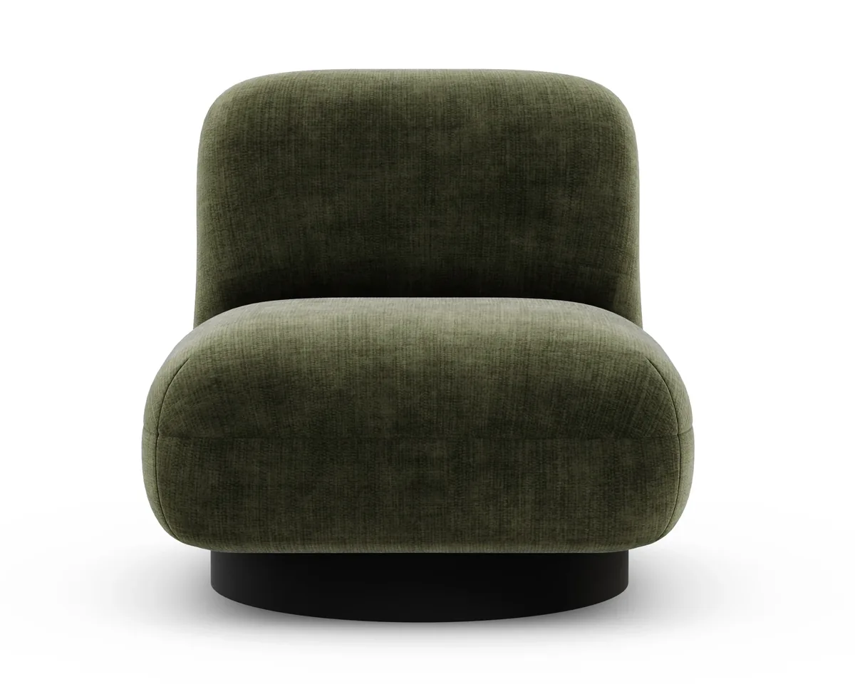 Graf armchair in Fargotex Golden 35, a forest green chenille velvet, front view