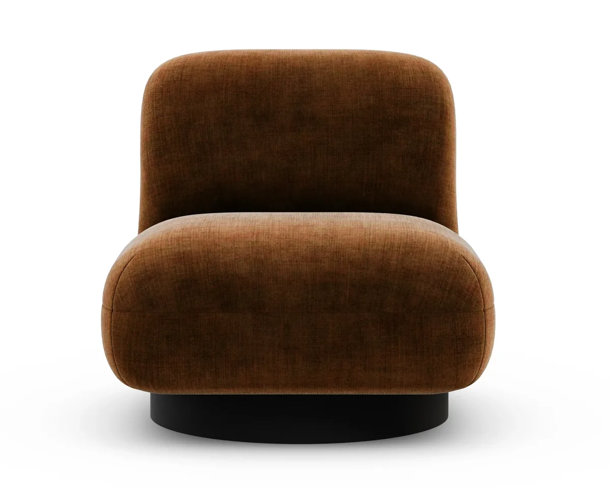 Graf armchair in Fargotex Golden 56, a rust chenille velvet, front view