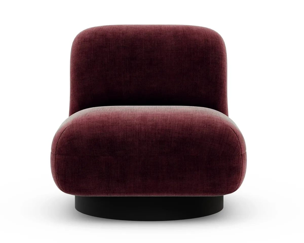 Graf armchair in Fargotex Golden 68, a burgundy chenille velvet, front view