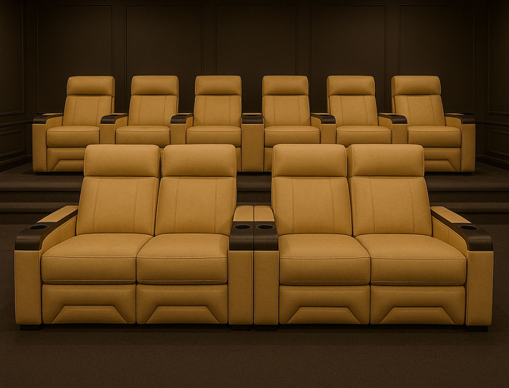 A configured row of cinema seating