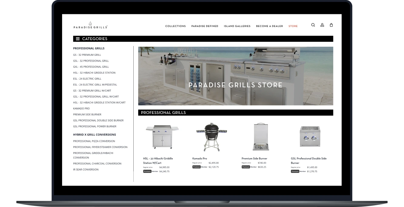 Modular sofa product page in a storefront